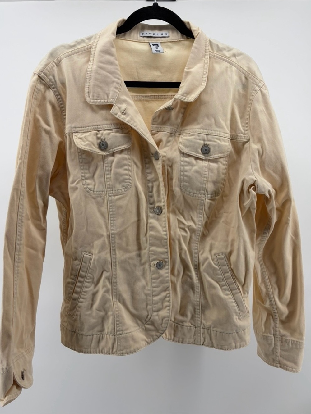 Vintage Gap Stretch Button Up Cream Jacket,Women's Size XL, Cotton/Spandex Blend